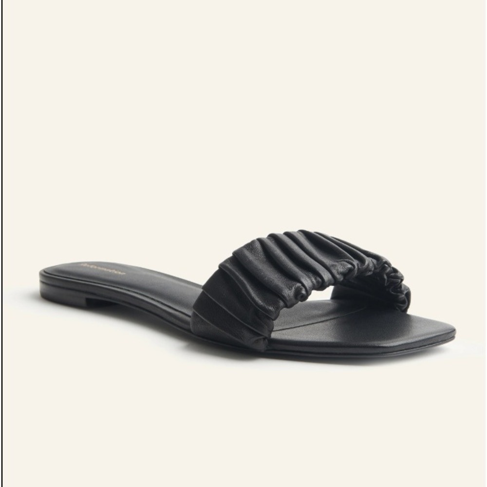 Reformation Black Ruched Slide Sandals Flats Minimalist Chic Shoes